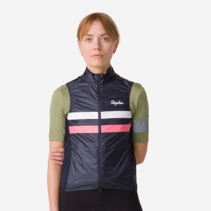 Rapha Brevet Gilet Naisten Liivi Laivastonsininen Pinkki Valkoinen | UQTDW4396