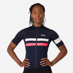 Rapha Brevet Kevyet Naisten Pelipaita Laivastonsininen Pinkki Valkoinen | HDZNJ5961