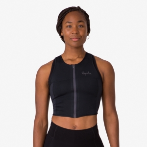 Rapha Cropped Zip Tank Naisten Pelipaita Mustat Mustat | NOGMJ8274