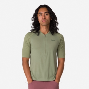 Rapha Explore Zip Neck Technical Miesten T Paidat Oliivinvihreä Vihreä Syvä Oliivinvihreä Vihreä | CJBIO9486