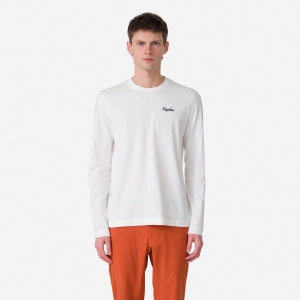 Rapha Logo Long Sleeve Miesten T Paidat Valkoinen Mustat | FOINU3605